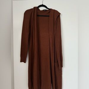 Cyrus Chocolate Orange Brown Open Front Cardigan